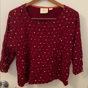 Maeve by Anthropologie Dottie Embroidered Blouse Medium